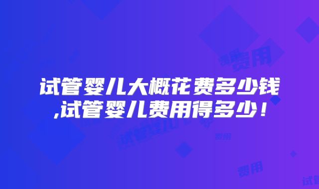 试管婴儿大概花费多少钱,试管婴儿费用得多少！