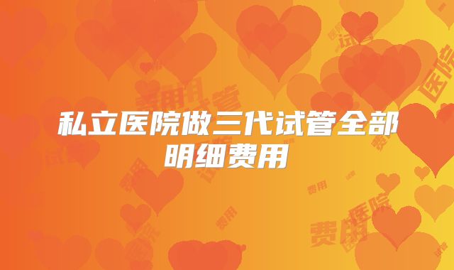 私立医院做三代试管全部明细费用
