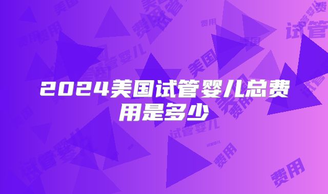 2024美国试管婴儿总费用是多少