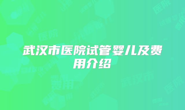武汉市医院试管婴儿及费用介绍