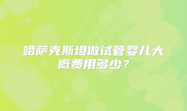 哈萨克斯坦做试管婴儿大概费用多少？