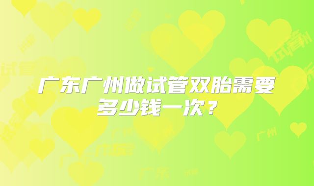 广东广州做试管双胎需要多少钱一次？
