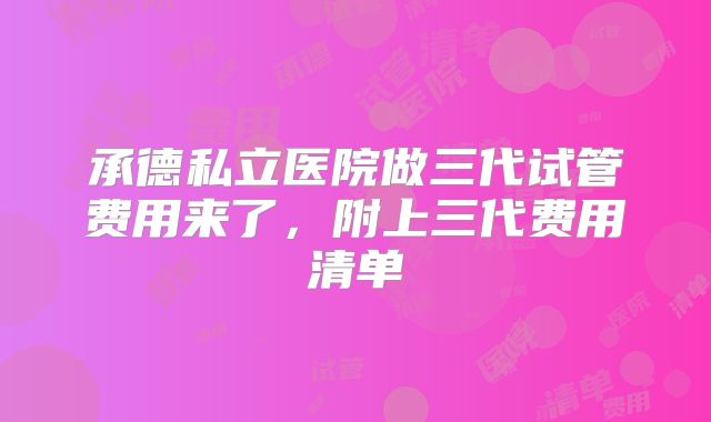 承德私立医院做三代试管费用来了，附上三代费用清单