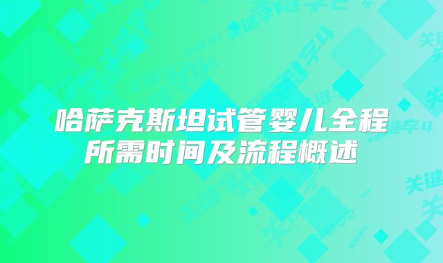 哈萨克斯坦试管婴儿全程所需时间及流程概述