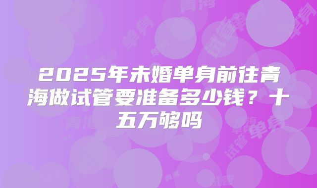 2025年未婚单身前往青海做试管要准备多少钱？十五万够吗