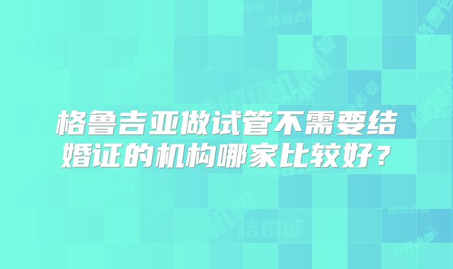 格鲁吉亚做试管不需要结婚证的机构哪家比较好？
