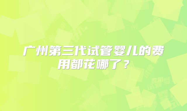 广州第三代试管婴儿的费用都花哪了？