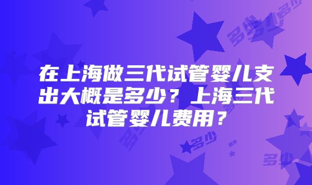 在上海做三代试管婴儿支出大概是多少？上海三代试管婴儿费用？