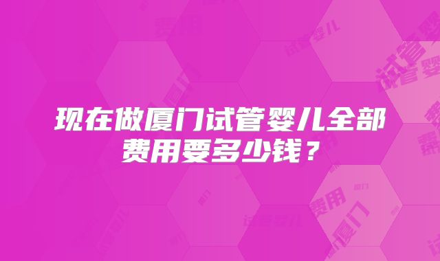现在做厦门试管婴儿全部费用要多少钱？