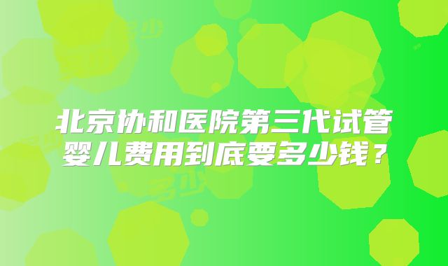 北京协和医院第三代试管婴儿费用到底要多少钱？