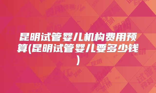 昆明试管婴儿机构费用预算(昆明试管婴儿要多少钱)
