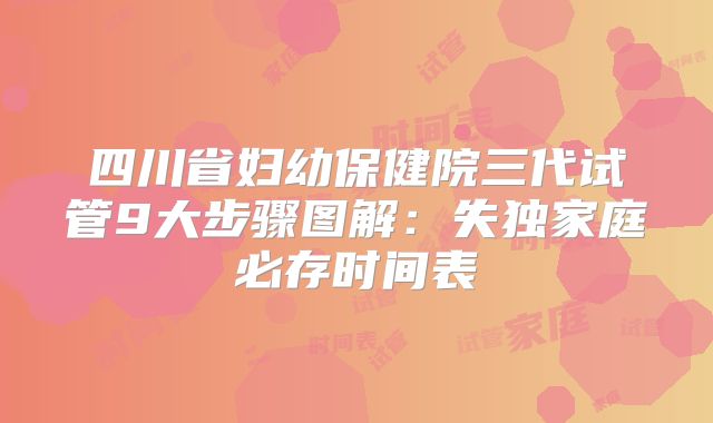 四川省妇幼保健院三代试管9大步骤图解：失独家庭必存时间表