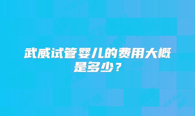 武威试管婴儿的费用大概是多少？