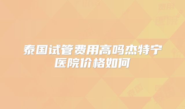 泰国试管费用高吗杰特宁医院价格如何