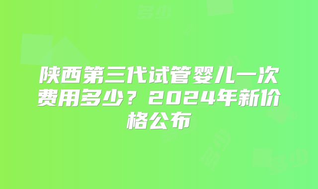 陕西第三代试管婴儿一次费用多少?2024年新价格公布