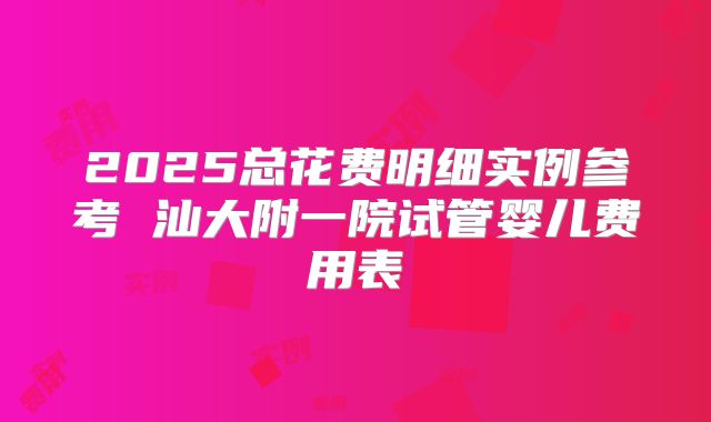 2025总花费明细实例参考 汕大附一院试管婴儿费用表