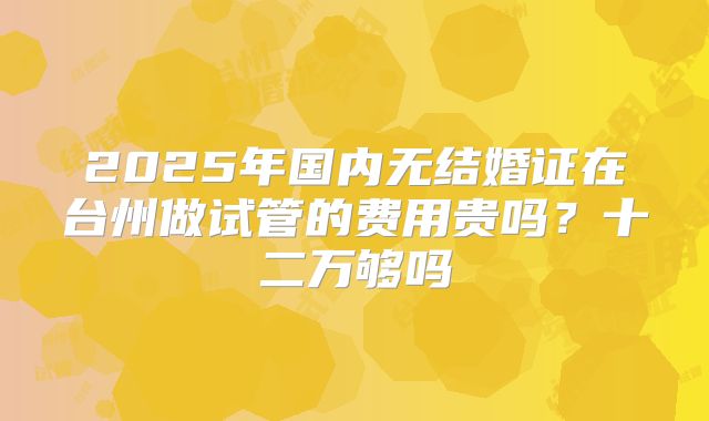 2025年国内无结婚证在台州做试管的费用贵吗?十二万够吗