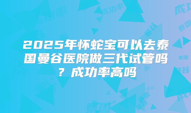 2025年怀蛇宝可以去泰国曼谷医院做三代试管吗？成功率高吗