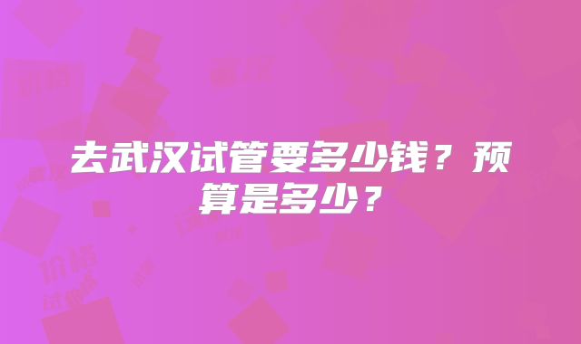 去武汉试管要多少钱?预算是多少?