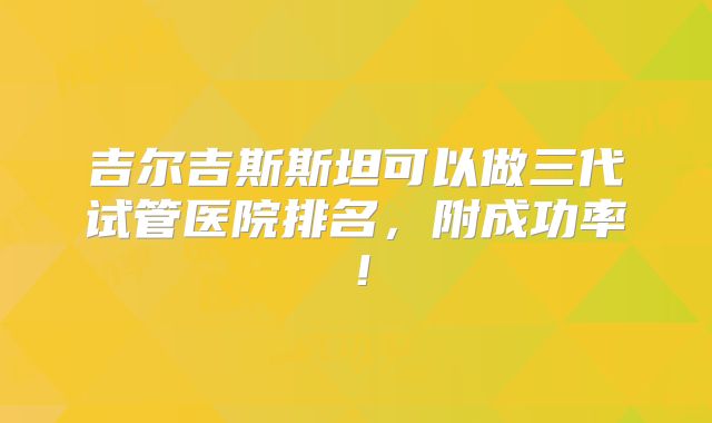 吉尔吉斯斯坦可以做三代试管医院排名，附成功率！