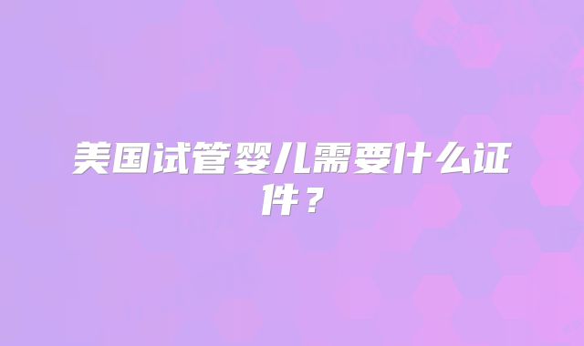 美国试管婴儿需要什么证件？