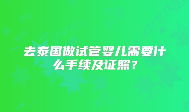 去泰国做试管婴儿需要什么手续及证照？