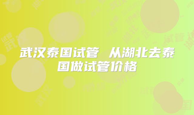 武汉泰国试管 从湖北去泰国做试管价格