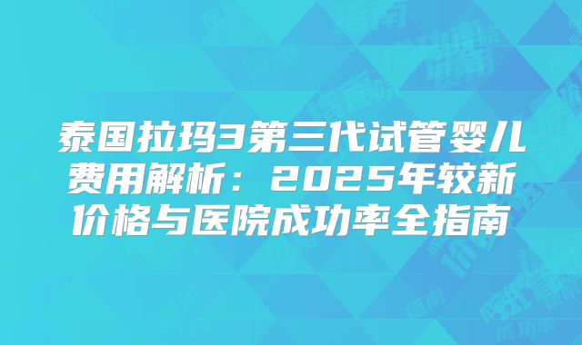 泰国拉玛3第三代试管婴儿费用解析：2025年较新价格与医院成功率全指南