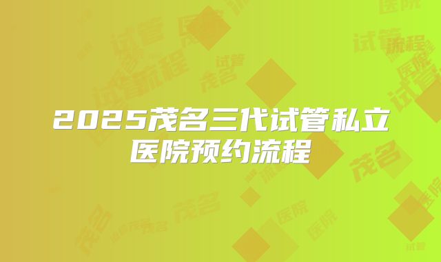 2025茂名三代试管私立医院预约流程