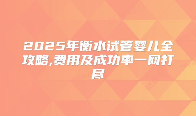 2025年衡水试管婴儿全攻略,费用及成功率一网打尽