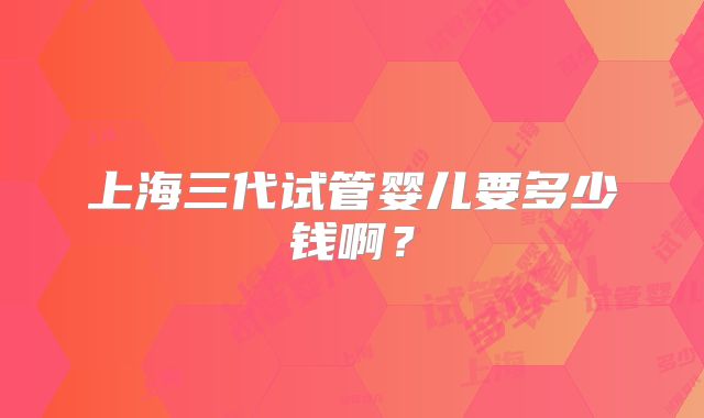 上海三代试管婴儿要多少钱啊？