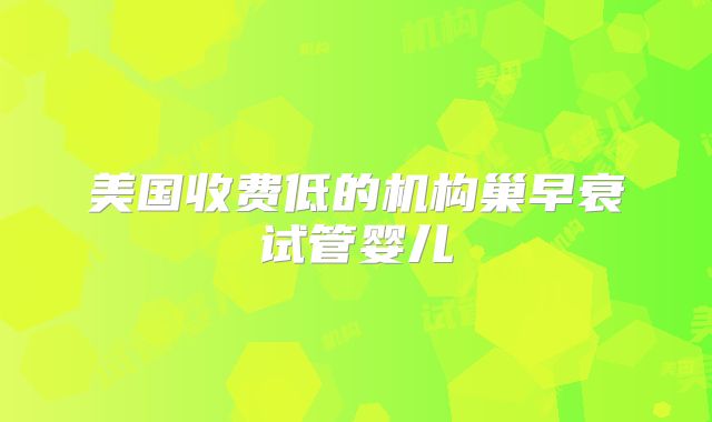 美国收费低的机构巢早衰试管婴儿