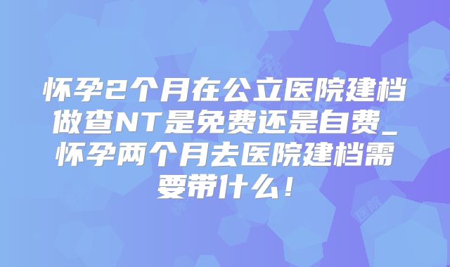 怀孕2个月在公立医院建档做查NT是免费还是自费_怀孕两个月去医院建档需要带什么！
