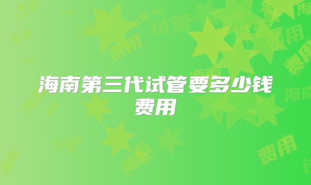 海南第三代试管要多少钱费用