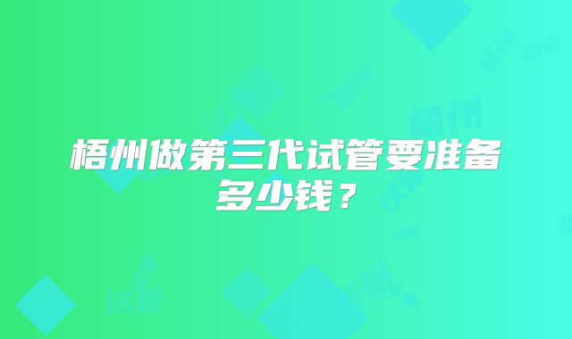梧州做第三代试管要准备多少钱？