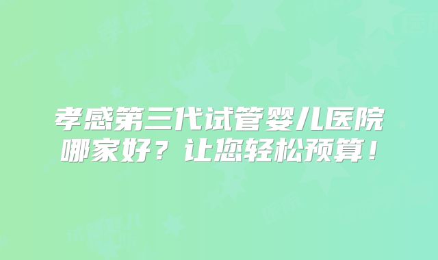 孝感第三代试管婴儿医院哪家好？让您轻松预算！