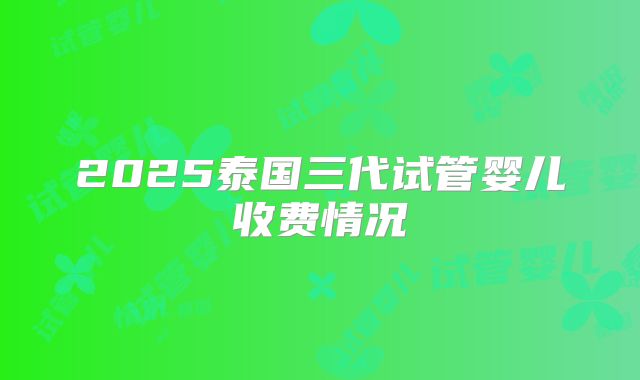 2025泰国三代试管婴儿收费情况