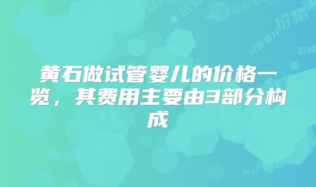 黄石做试管婴儿的价格一览，其费用主要由3部分构成
