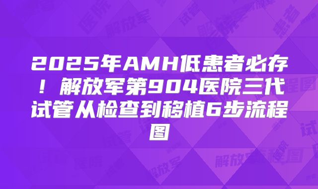 2025年AMH低患者必存！解放军第904医院三代试管从检查到移植6步流程图