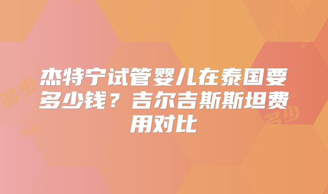 杰特宁试管婴儿在泰国要多少钱?吉尔吉斯斯坦费用对比