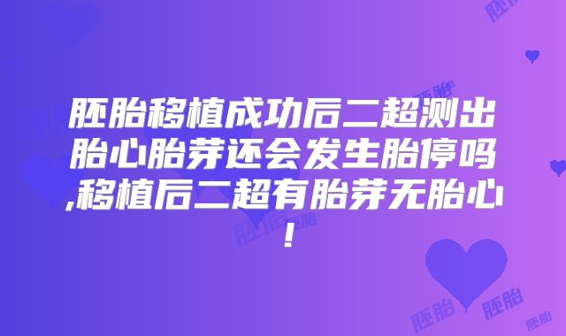 胚胎移植成功后二超测出胎心胎芽还会发生胎停吗,移植后二超有胎芽无胎心！