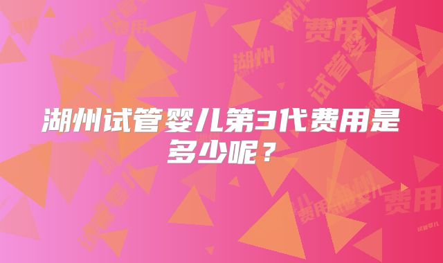 湖州试管婴儿第3代费用是多少呢？
