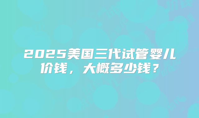 2025美国三代试管婴儿价钱，大概多少钱？