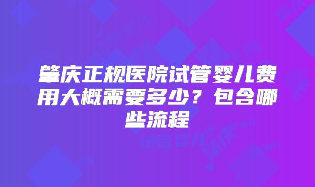 肇庆正规医院试管婴儿费用大概需要多少？包含哪些流程