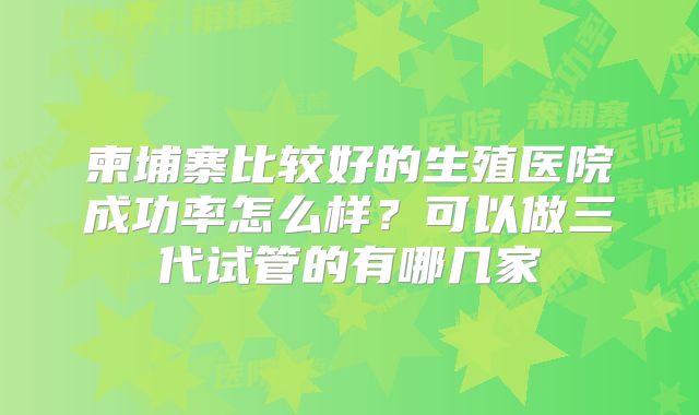 柬埔寨比较好的生殖医院成功率怎么样？可以做三代试管的有哪几家