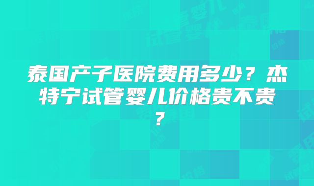 泰国产子医院费用多少？杰特宁试管婴儿价格贵不贵？