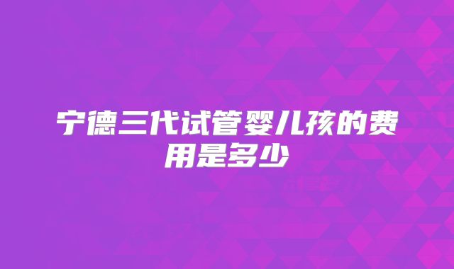 宁德三代试管婴儿孩的费用是多少