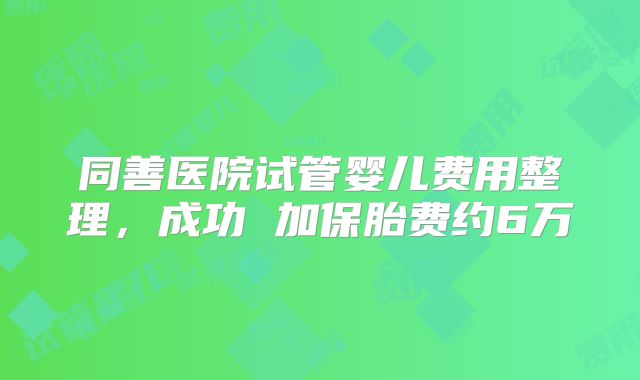 同善医院试管婴儿费用整理，成功 加保胎费约6万