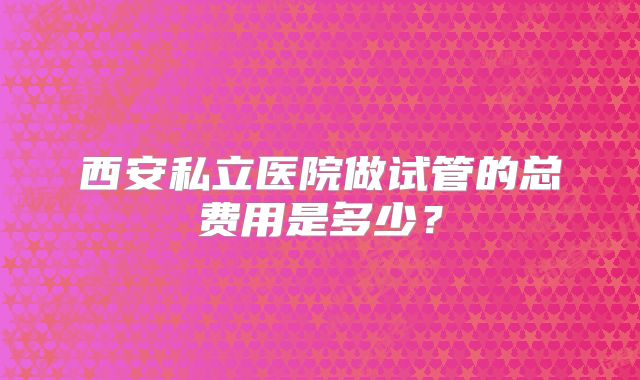 西安私立医院做试管的总费用是多少?