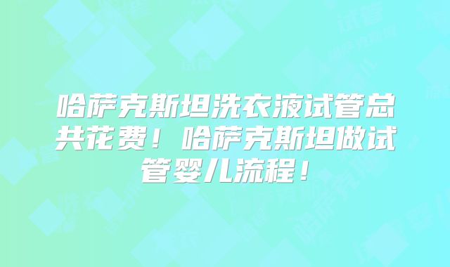 哈萨克斯坦洗衣液试管总共花费！哈萨克斯坦做试管婴儿流程！